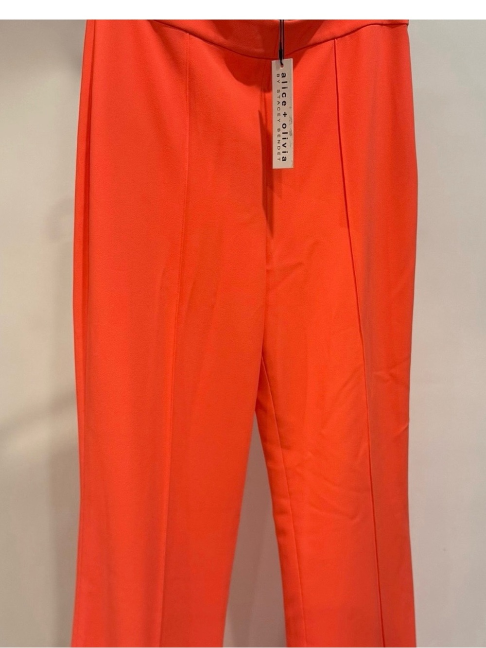 Alice + Olivia Dylan Style Neon Coral Flare Pants - Picture 2 of 5